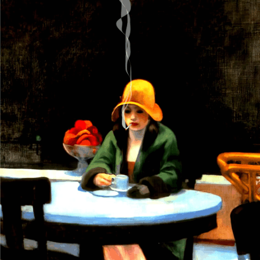 Smoking girl "Tribute to Hopper"
